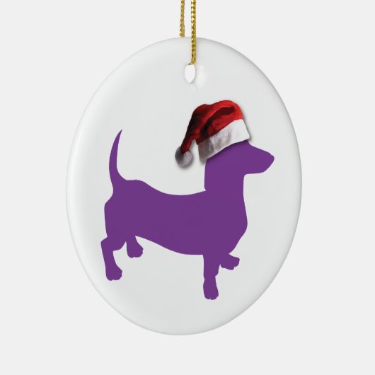 Paarse kerstdachshund keramisch ornament (Rechts)