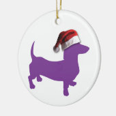 Paarse kerstdachshund keramisch ornament (Links)