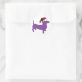 Paarse kerstdachshund ronde sticker (Tas)