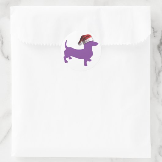 Paarse kerstdachshund ronde sticker (Tas)
