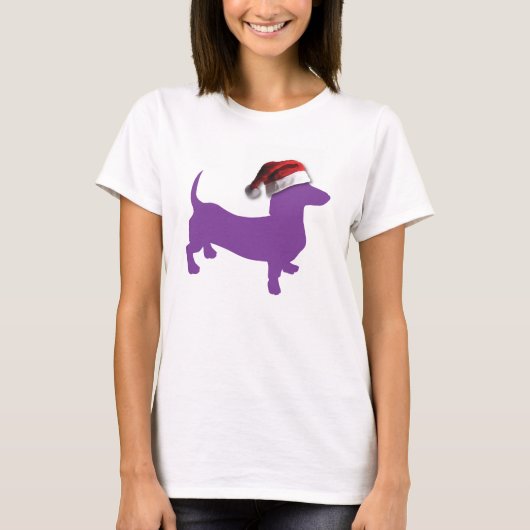 Paarse kerstdachshund t-shirt (Voorkant)