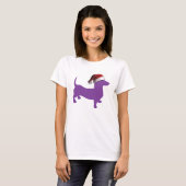Paarse kerstdachshund t-shirt (Voorkant volledig)