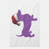 Paarse kerstdachshund theedoek (Verticaal)