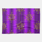 Paarse kerstdagen met gouden kerstdagen theedoek (Horizontaal)