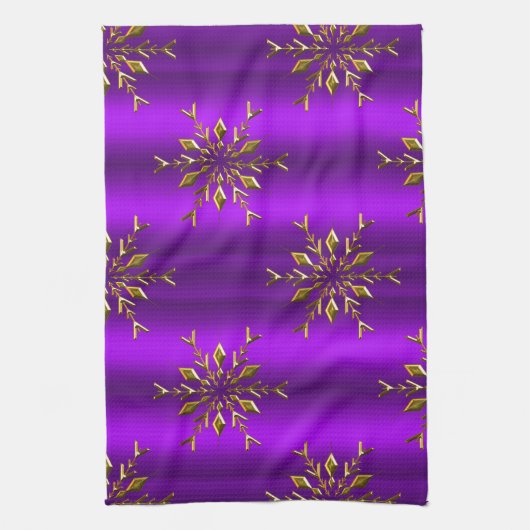 Paarse kerstdagen met gouden kerstdagen theedoek (Verticaal)