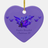 Paarse kerstdecoratie, Custom Angel Heart Keramisch Ornament (Voorkant)