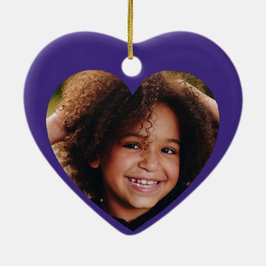Paarse kerstdecoratie, Custom Angel Heart Keramisch Ornament (Achterkant)