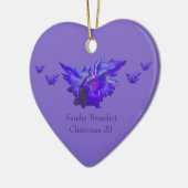 Paarse kerstdecoratie, Custom Angel Heart Keramisch Ornament (Links)