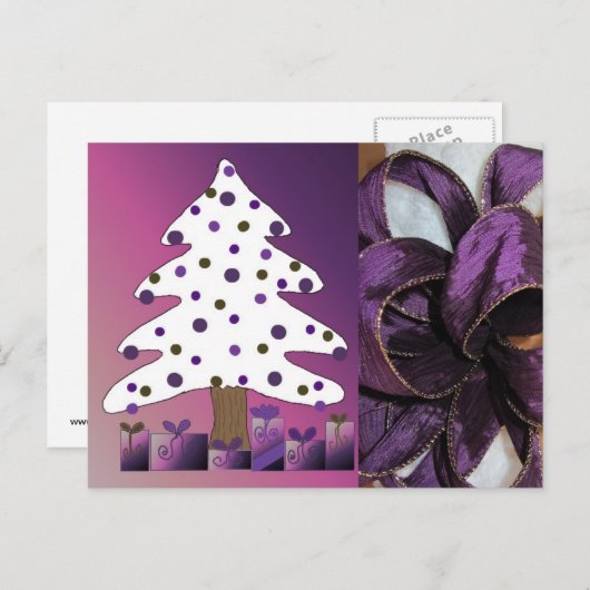 Paarse kerstdecoratie feestdagenkaart (Voorkant / Achterkant)