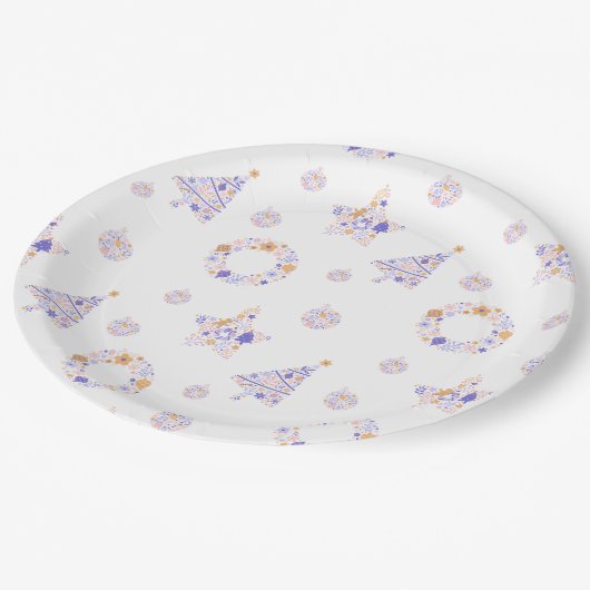 Paarse Kerstfeest Borden - set 3 Papieren Bordje (Gekanteld)