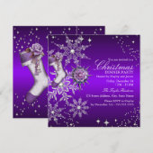 Paarse kerstfeestdag 3 kaart (Voorkant / Achterkant)