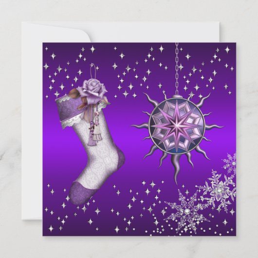 Paarse kerstfeestdag 3 kaart (Achterkant)