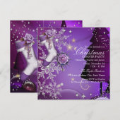 Paarse kerstfeestdag 4 kaart (Voorkant / Achterkant)