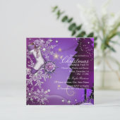 Paarse kerstfeestdag 4 kaart (Staand voorkant)