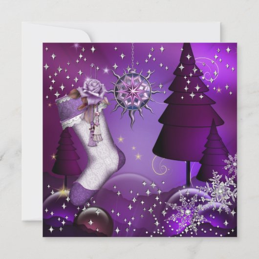 Paarse kerstfeestdag 4 kaart (Achterkant)