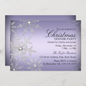 Paarse kerstfeestdag in Crystal Snowflake Kaart (Voorkant / Achterkant)