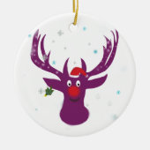 Paarse kerstfeestdag nieuwjaar keramisch ornament (Voorkant)