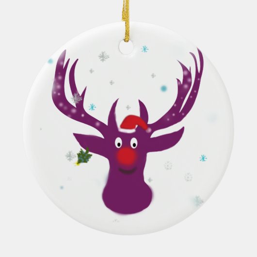 Paarse kerstfeestdag nieuwjaar keramisch ornament (Achterkant)