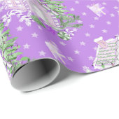 Paarse kerstfeestdag voor ontbijtkoek cadeaupapier (Rol Hoek)