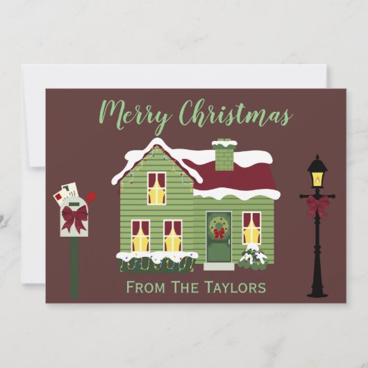  Paarse kerstfeestjes Feestdagenkaart (Voorkant)