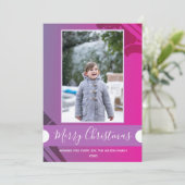 Paarse kerstfoto feestdagenkaart (Staand voorkant)