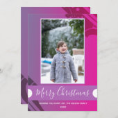 Paarse kerstfoto feestdagenkaart (Voorkant / Achterkant)