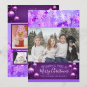 Paarse kerstfoto Snowflake Feestdagenkaart (Voorkant / Achterkant)