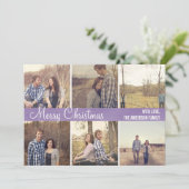 Paarse kerstfotokaarten voor fijne kerst feestdagenkaart (Staand voorkant)