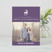 Paarse kerstfotokaarten voor fijne kerst feestdagenkaart (Staand voorkant)