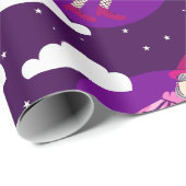 paarse Kerstheks Befana Broomrider Spookmas Cadeaupapier (Rol Hoek)