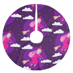 paarse Kerstheks Befana Broomrider Spookmas Kerstboom Rok