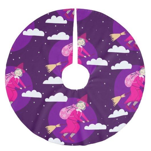 paarse Kerstheks Befana Broomrider Spookmas Kerstboom Rok (Voorkant)