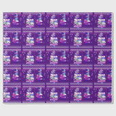 Paarse kerstinkuilbomen cadeaupapier (Vlak)