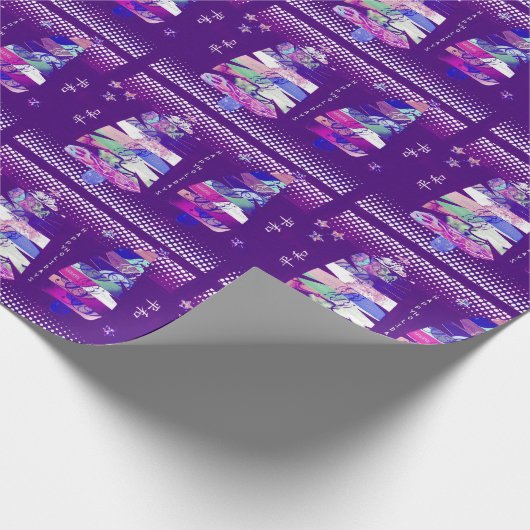 Paarse kerstinkuilbomen cadeaupapier (Hoek)