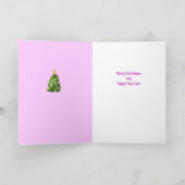 Paarse kerstKaart Feestdagen Kaart (Binnen)