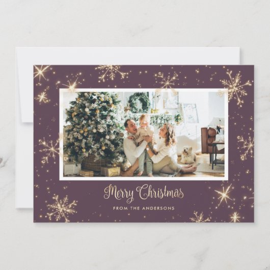 Paarse kerstkaarten met reservebasis feestdagenkaart (Voorkant)