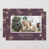 Paarse kerstkaarten met reservebasis feestdagenkaart (Voorkant / Achterkant)