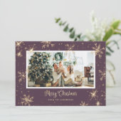 Paarse kerstkaarten met reservebasis feestdagenkaart (Staand voorkant)