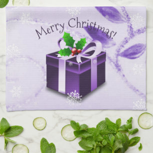 Paarse kerstkeukenhanddoeken theedoek