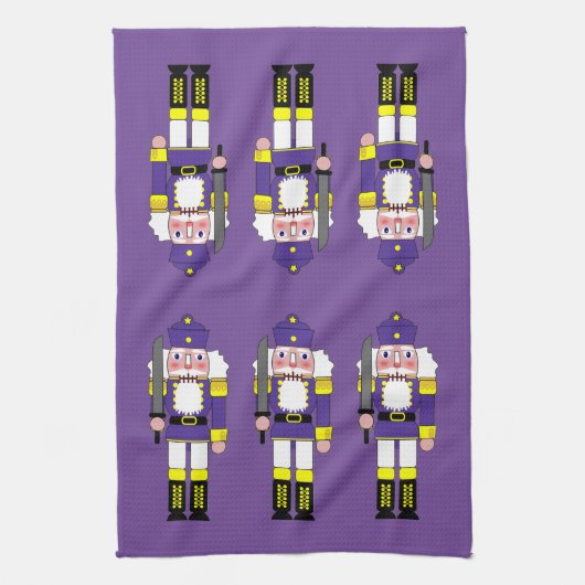 Paarse kerstkrakers theedoek (Verticaal)