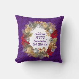 Paarse KERSTKrans met JESUS Kussen