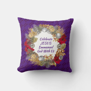 Paarse KERSTKrans met JESUS Kussen
