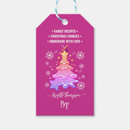 Paarse Kerstkrans Sneeuwvlok Promo QR Code Cadeaulabel