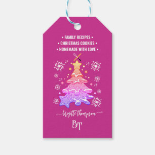 Paarse Kerstkrans Sneeuwvlok Promo QR Code Cadeaulabel