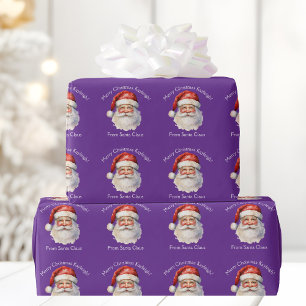 Paarse kerstman Cute gepersonaliseerde Kerstmis Cadeaupapier