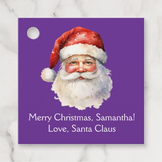 Paarse Kerstman Gepersonaliseerd kerstfeest Bedankjes Labels (Voorkant)