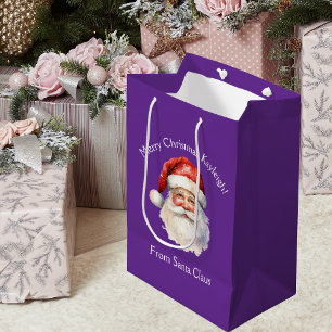 Paarse kerstman gepersonaliseerde kerst medium cadeauzakje