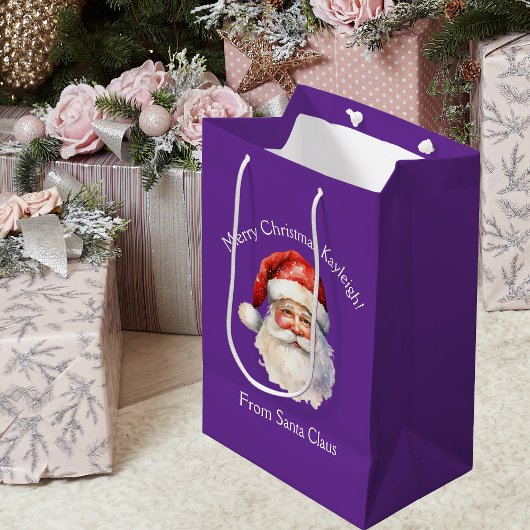 Paarse kerstman gepersonaliseerde kerst medium cadeauzakje