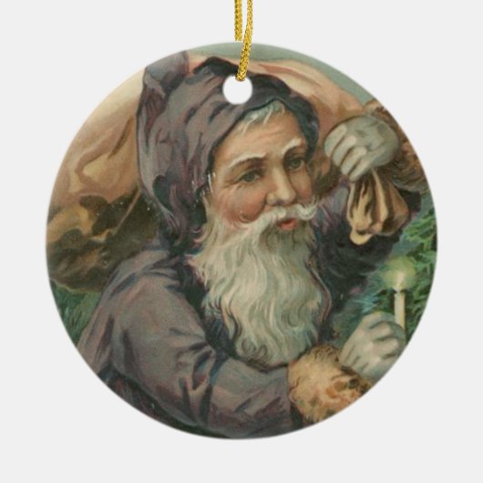  Paarse kerstman Keramisch Ornament (Voorkant)