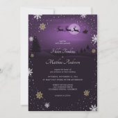 Paarse Kerstman Kerstmis bruiloft uitnodigingen (Voorkant)